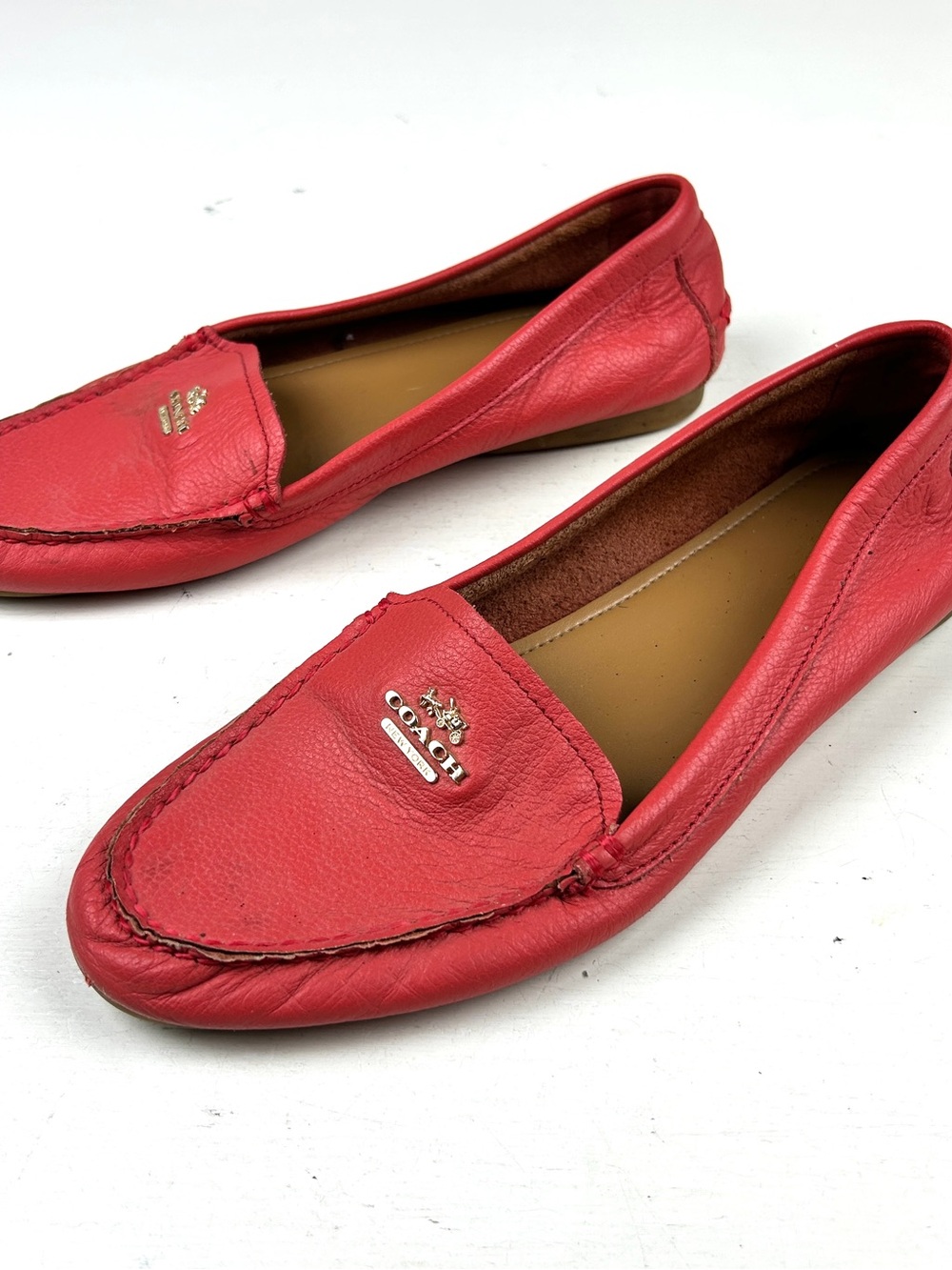 COACH Driver Red Pebbled Leather Loafers Women, US 10 - Picture 4 of 7